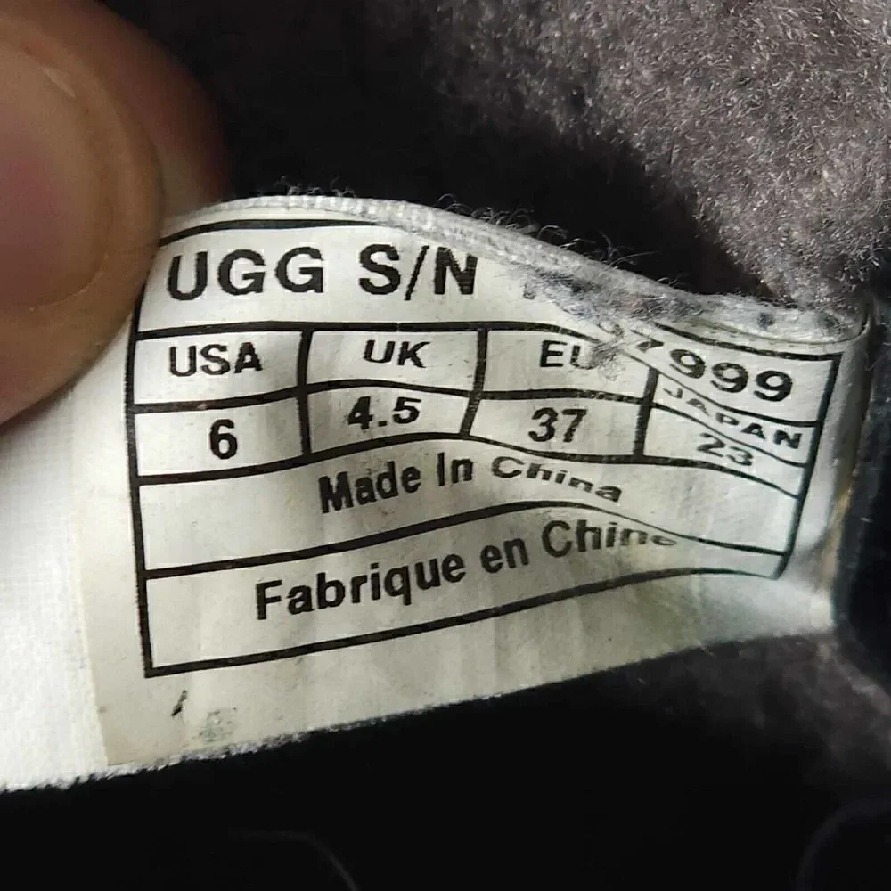 UGG Women's Cecile US 6 Black Leather Waterproof Sheepskin Lined Duck Boots